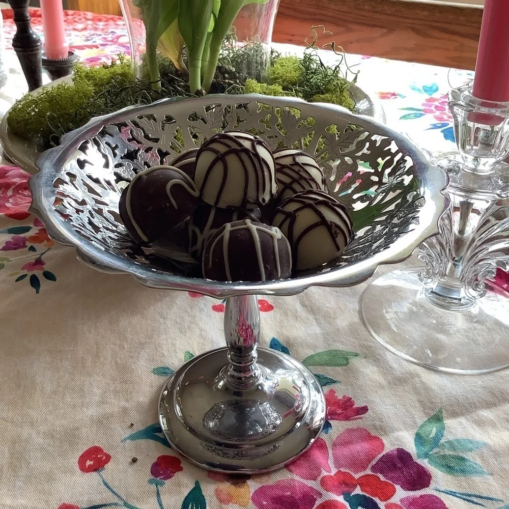 Vintage Krome Kraft Farber Bros Silver Compote Pedestal Dish